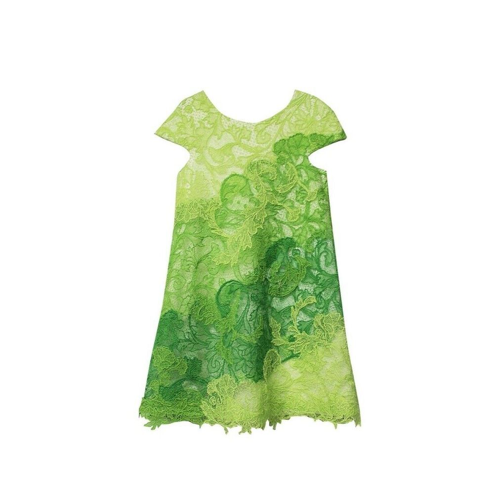 NEW Tadashi Shoji Kids Paisely‎ Lace Dress in Green/Wihte [Girls SZ 6 ] #G371